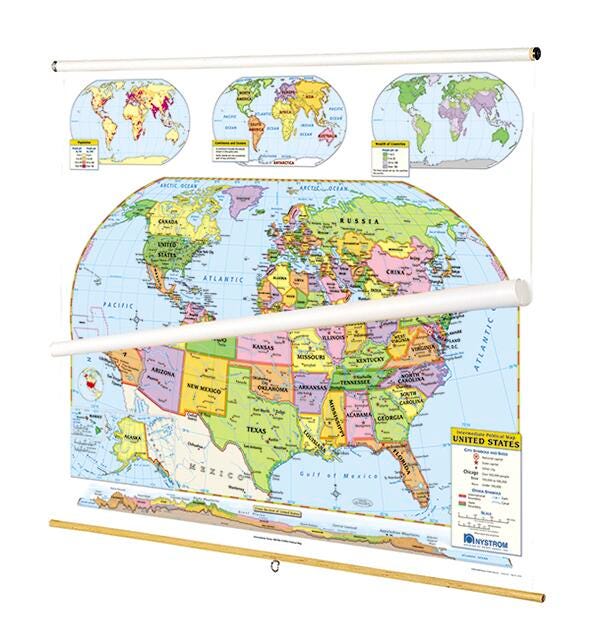 Nystrom Intermediate U.S./World Map Combo Set, Item Number 1539782